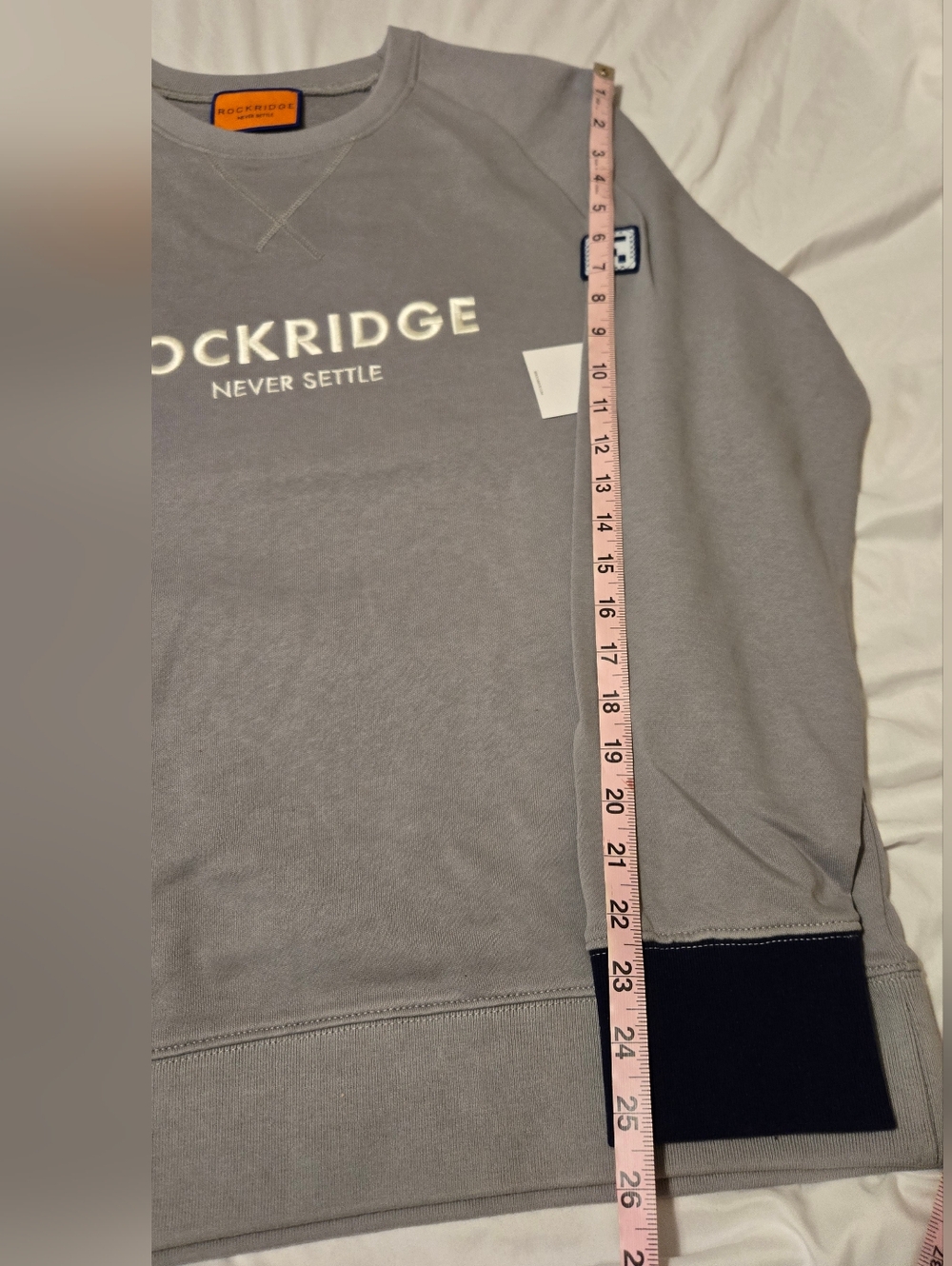 New! Rockridge Cotton Crewneck Sweatshirt Frwnch Terry Loop Lining Large Grey - Picture 4 of 5